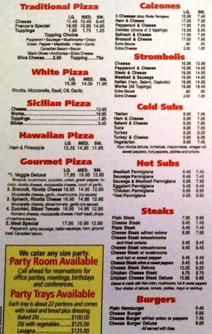 Franco's Pizza & Pasta - Dover, DE menu_pic