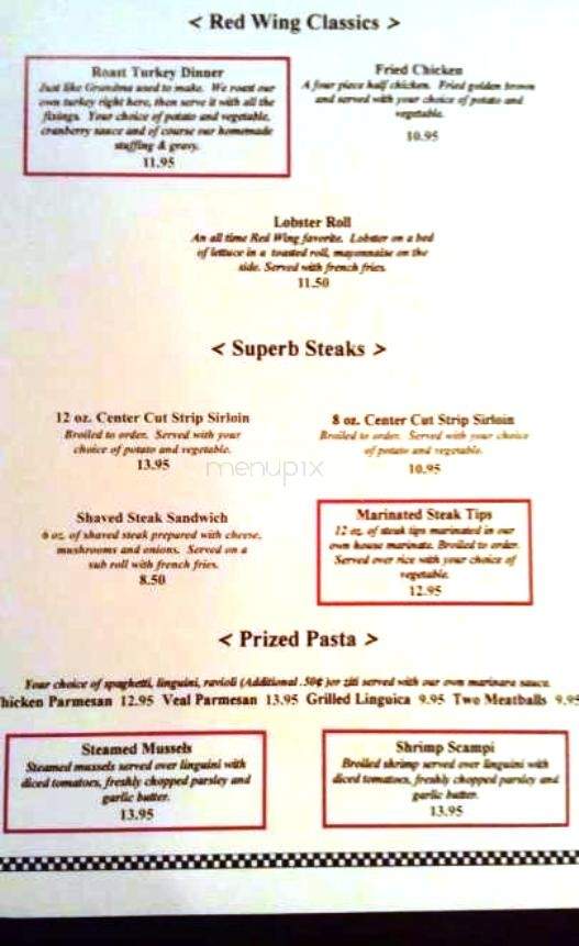 Red Wing Diner - Walpole, MA menu_pic
