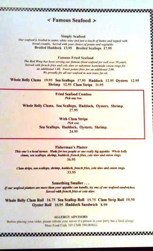Red Wing Diner - Walpole, MA menu_pic