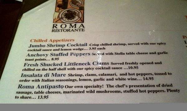 Roma Ristorante - Oakville, CT menu_pic