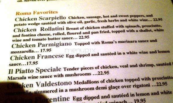 Roma Ristorante - Oakville, CT menu_pic