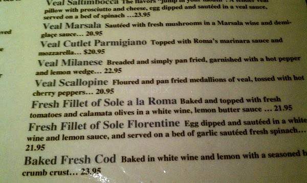 Roma Ristorante - Oakville, CT menu_pic