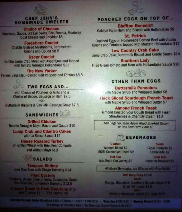 Walnuts Cafe - Bluffton, SC menu_pic