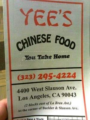 Yee's Chinese Food - Los Angeles, CA menu_pic