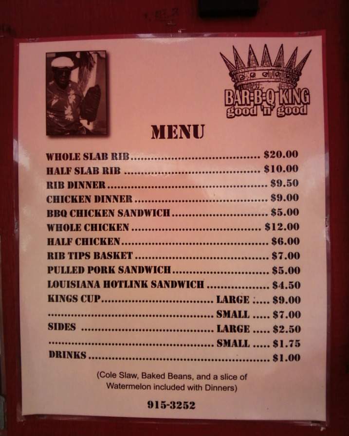 BBQ King - Eugene, OR menu_pic