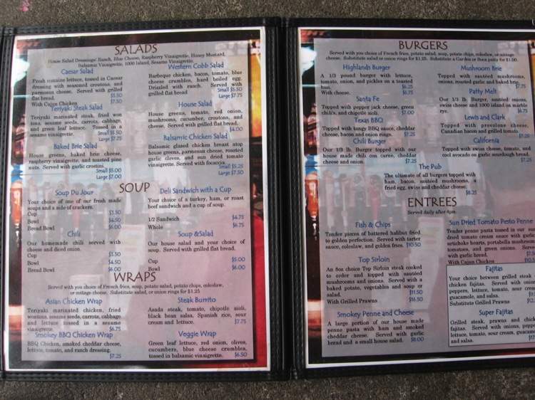 Highlands Brew Pub - Eugene, OR menu_pic