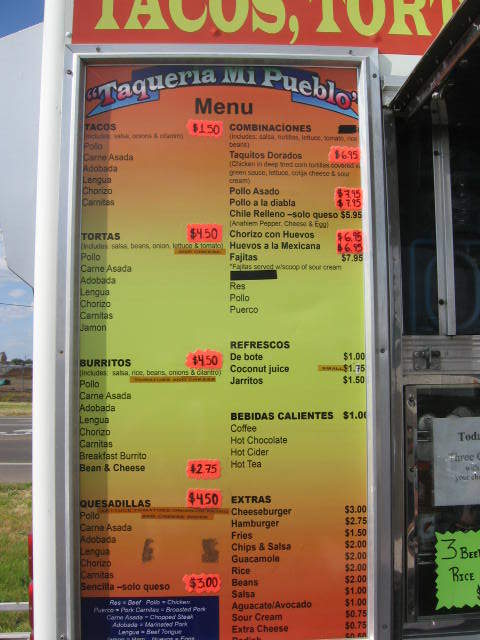 Taqueria Mi Pueblo - Eugene, OR menu_pic