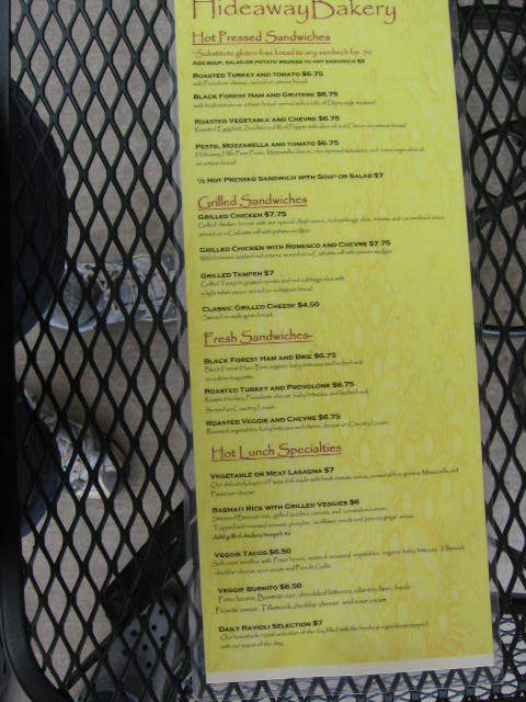 Hideaway Bakery & Espresso - Eugene, OR menu_pic