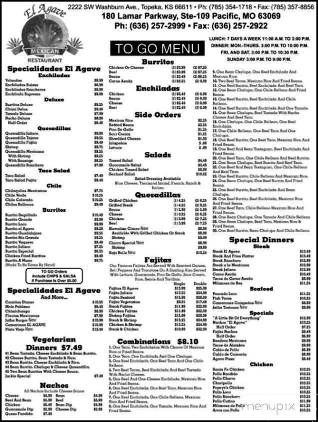 El Agave - Pacific, MO menu_pic