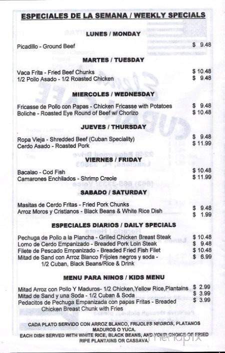 Elena's Cuban Cafe - Lakeland, FL menu_pic