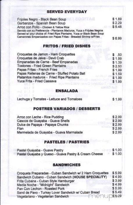 Elena's Cuban Cafe - Lakeland, FL menu_pic