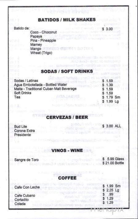 Elena's Cuban Cafe - Lakeland, FL menu_pic