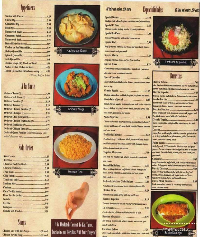 El Patron Mexican Grill - Ogden, UT menu_pic