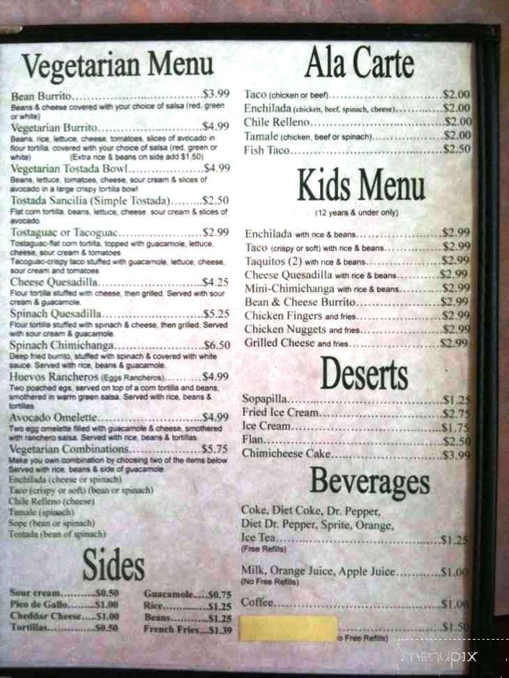 El Camino Real - Fayetteville, AR menu_pic