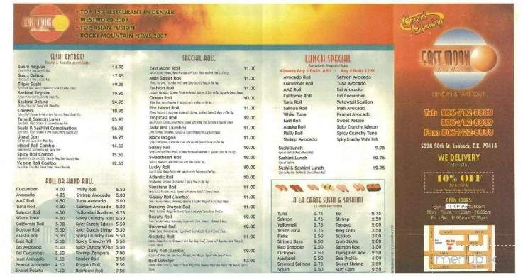 East Moon - Lubbock, TX menu_pic