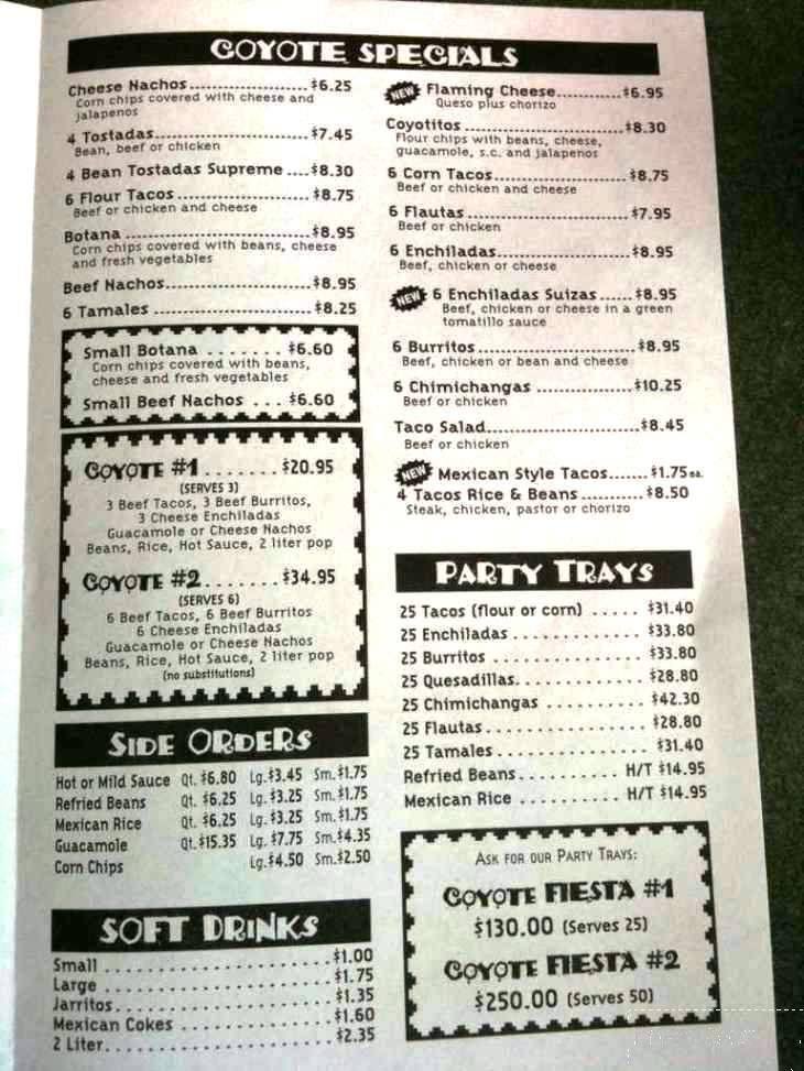 El Coyote Loko - Livonia, MI menu_pic