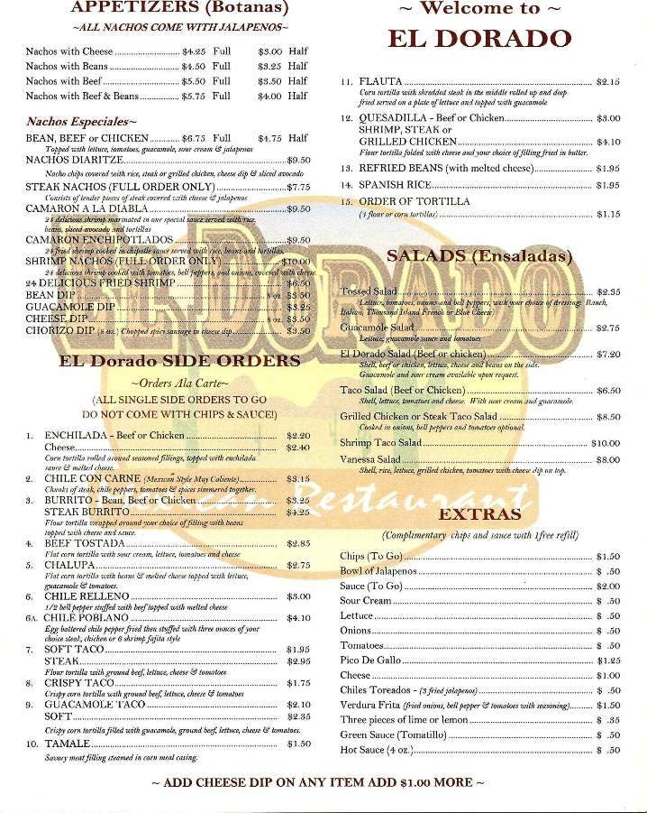 El Dorado - Pleasant View, TN menu_pic