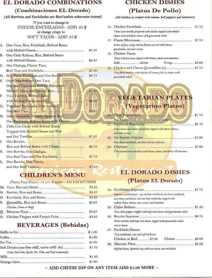El Dorado - Pleasant View, TN menu_pic