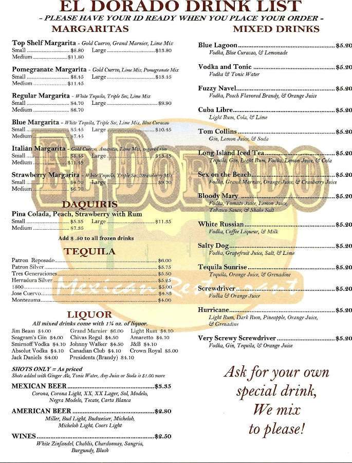 El Dorado - Pleasant View, TN menu_pic