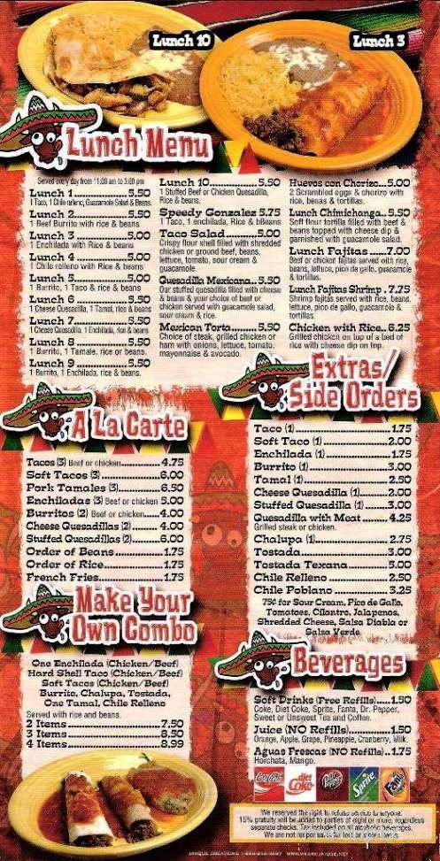 El Toro Loco - Metropolis, IL menu_pic