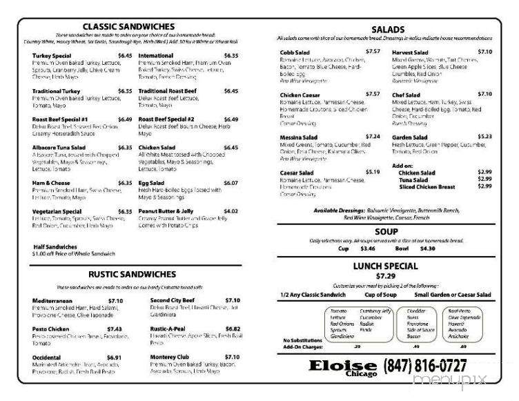 Eloise Chicago - Vernon Hills, IL menu_pic