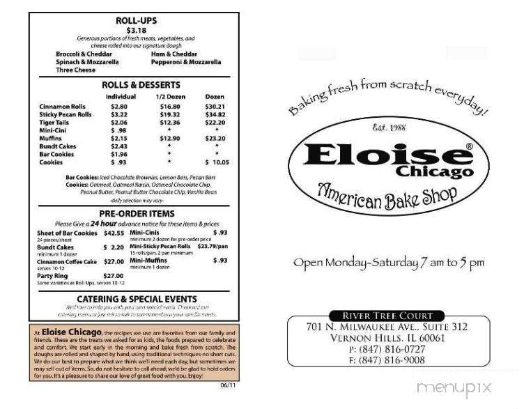Eloise Chicago - Vernon Hills, IL menu_pic