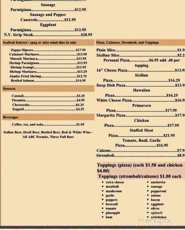 Englese's Italian Restaurant - Surf City, NC menu_pic
