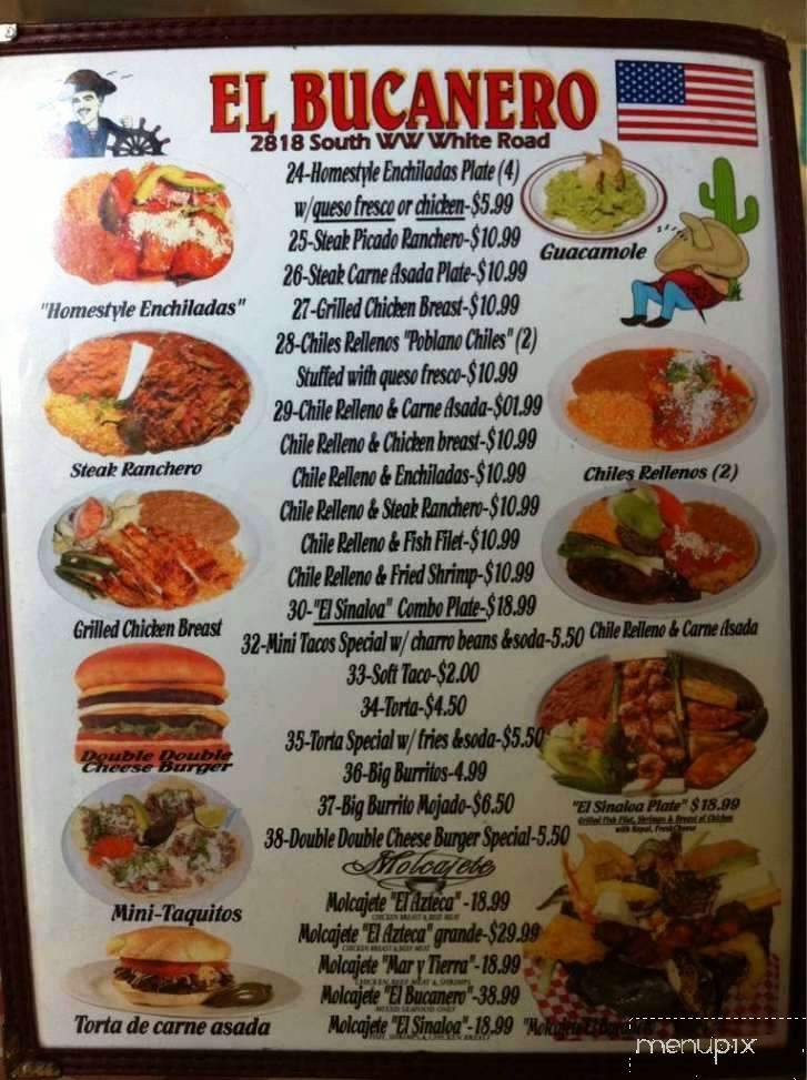 El Bucanero Restaurant - San Antonio, TX menu_pic