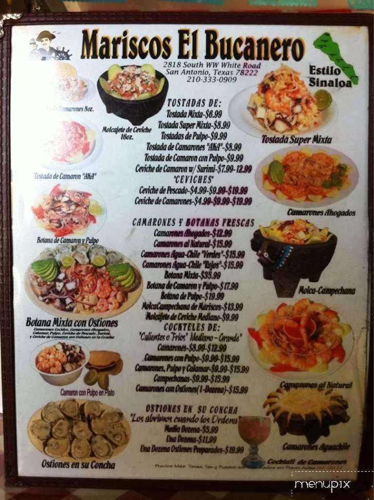 El Bucanero Restaurant - San Antonio, TX menu_pic
