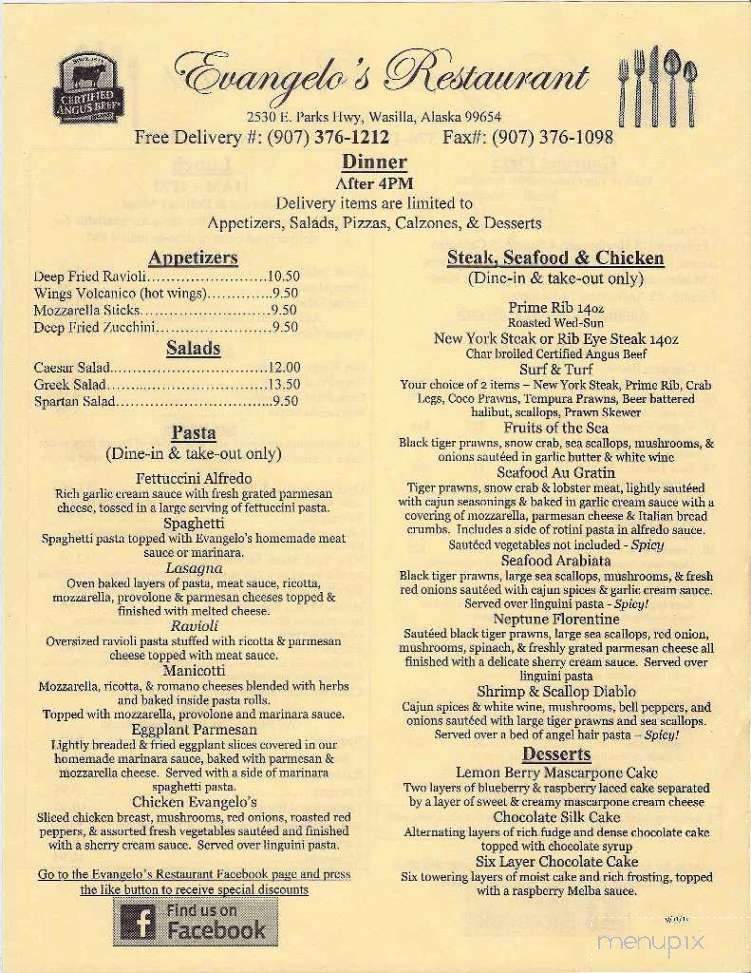 Evangelo's Restaurant - Wasilla, AK menu_pic