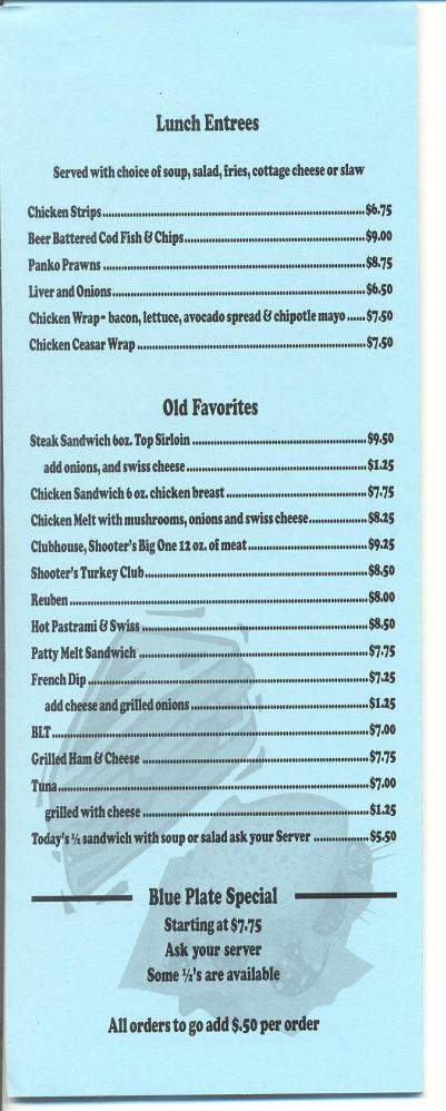 Shooter's Pub & Grill - Eugene, OR menu_pic