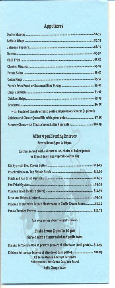 Shooter's Pub & Grill - Eugene, OR menu_pic