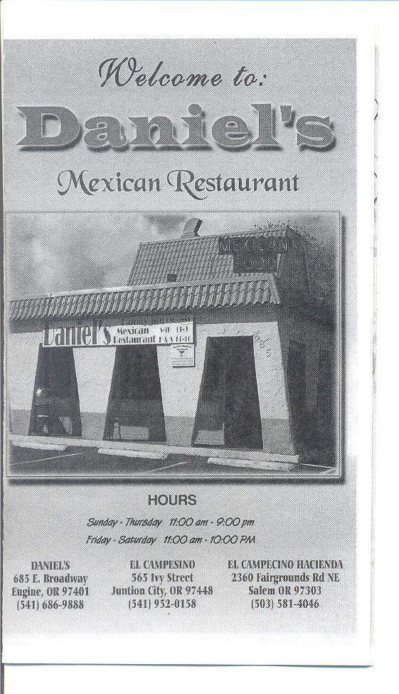 Daniel's Mexican Restaurant - Eugene, OR menu_pic