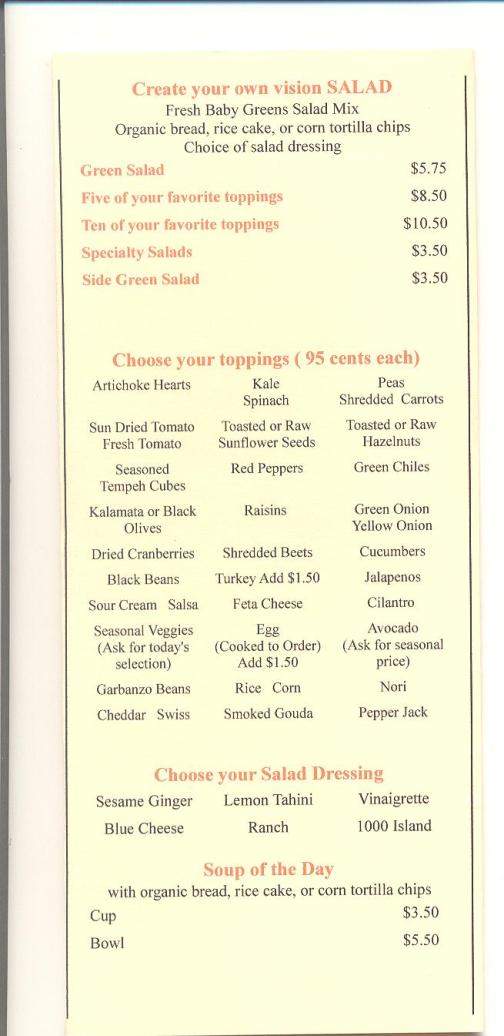 Park Street Cafe - Eugene, OR menu_pic