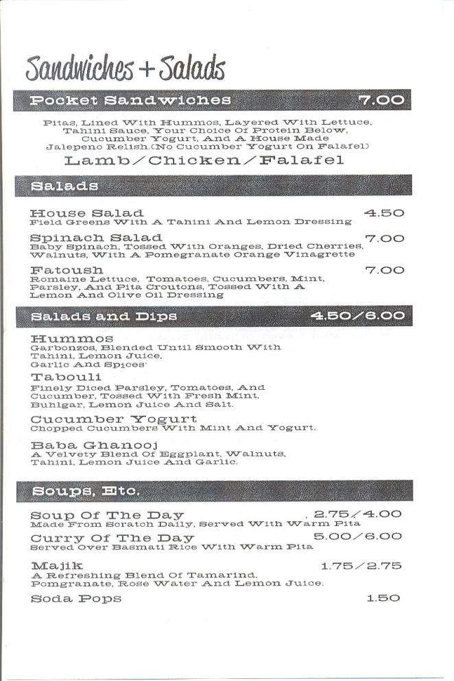 Casablanca Middle Eastern Restaurant - Eugene, OR menu_pic