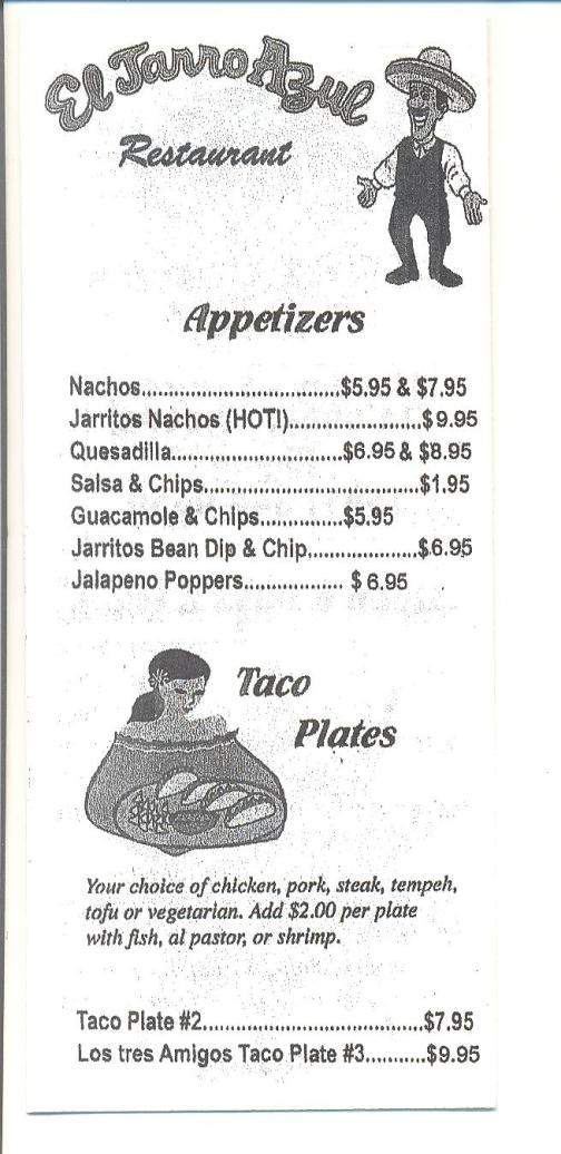 El Jarro Azul - Eugene, OR menu_pic