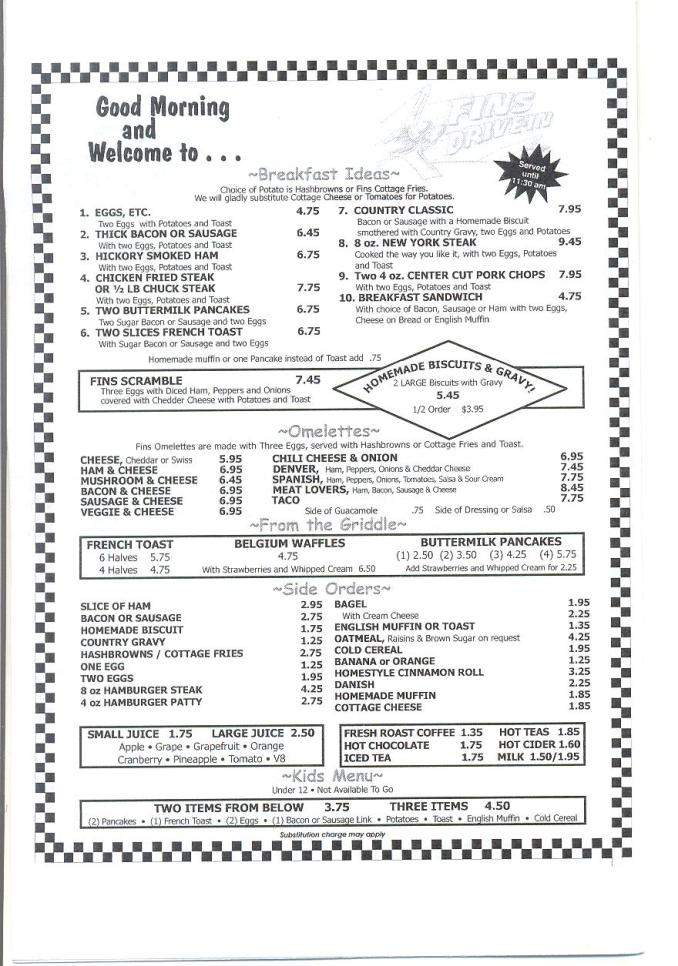 Fins Drive In - Springfield, OR menu_pic