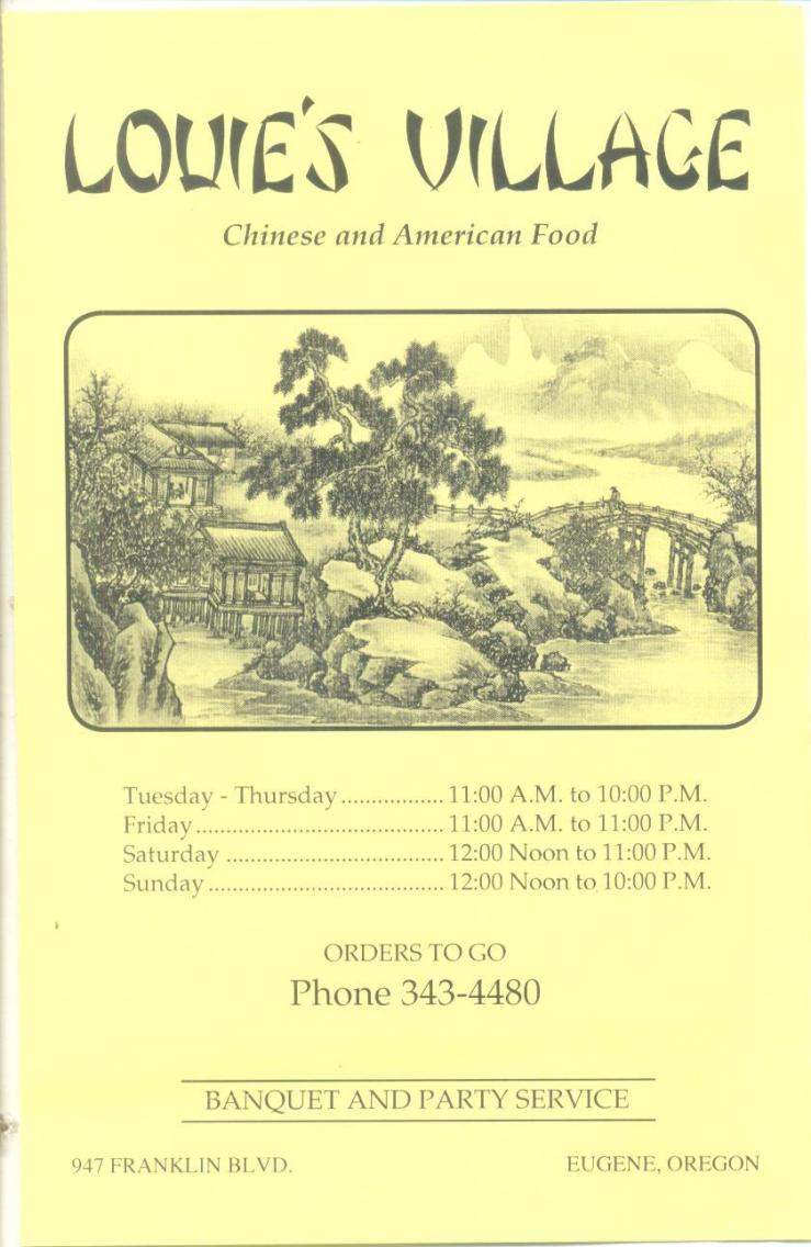 Louie's Village - Eugene, OR menu_pic