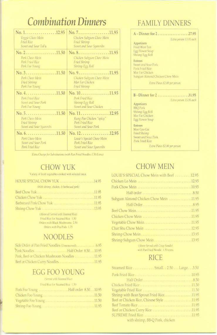 Louie's Village - Eugene, OR menu_pic
