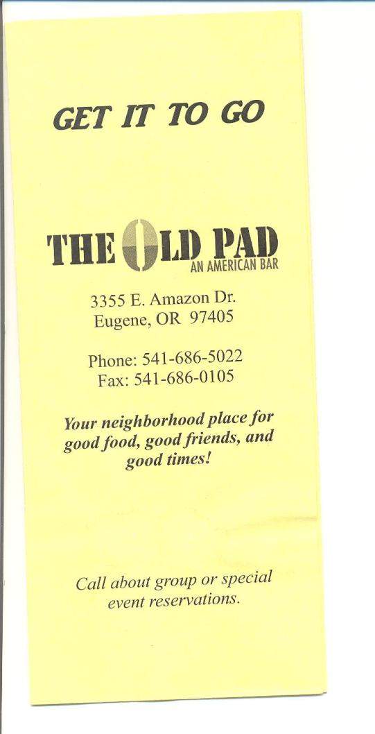 The Old Pad - Eugene, OR menu_pic