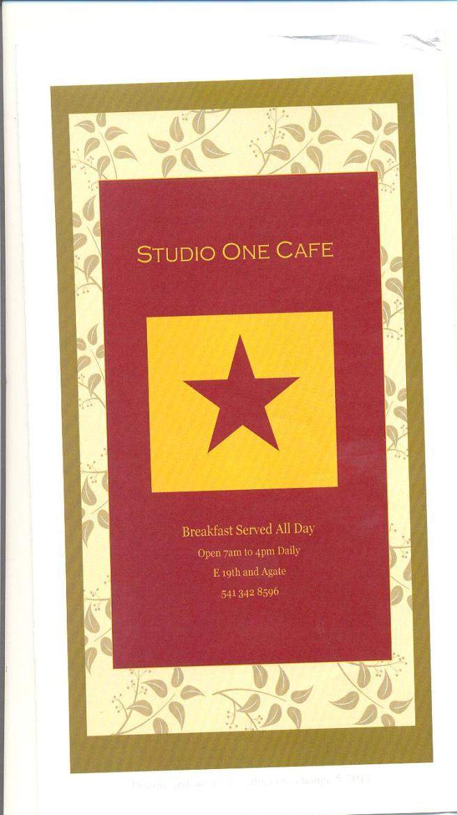 Studio One Cafe - Eugene, OR menu_pic