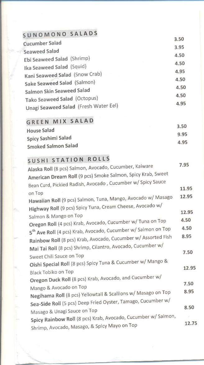 Sushi Station - Eugene, OR menu_pic