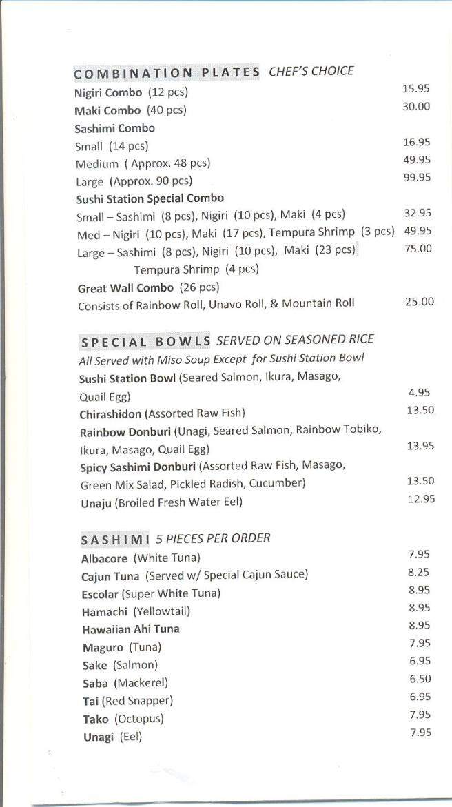 Sushi Station - Eugene, OR menu_pic