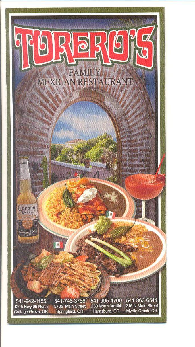 Toreros Family Mexican Restaurant - Myrtle Creek, OR menu_pic