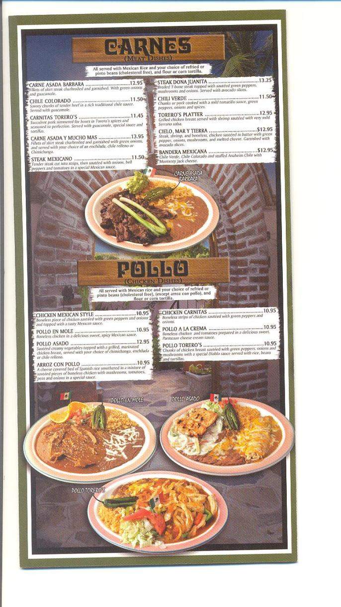 Toreros Family Mexican Restaurant - Myrtle Creek, OR menu_pic