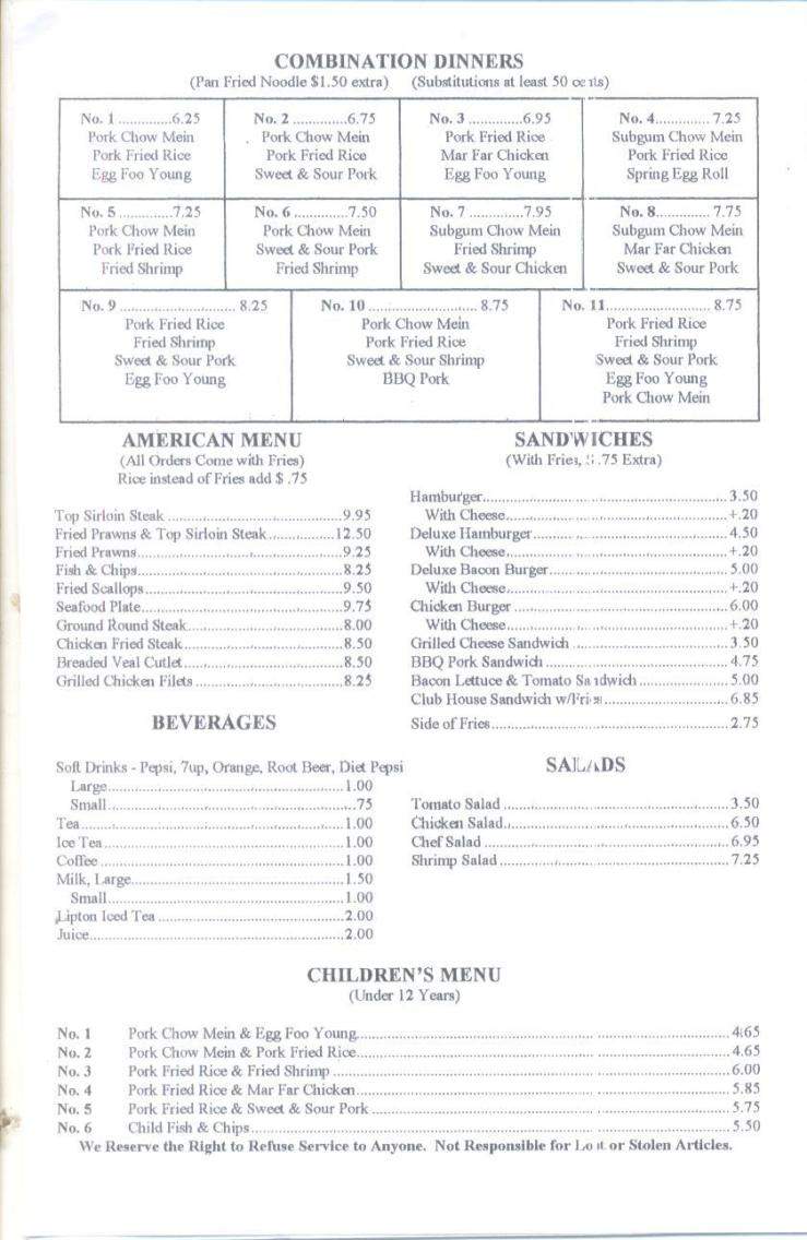 Twin Dragon Restaurant - Eugene, OR menu_pic