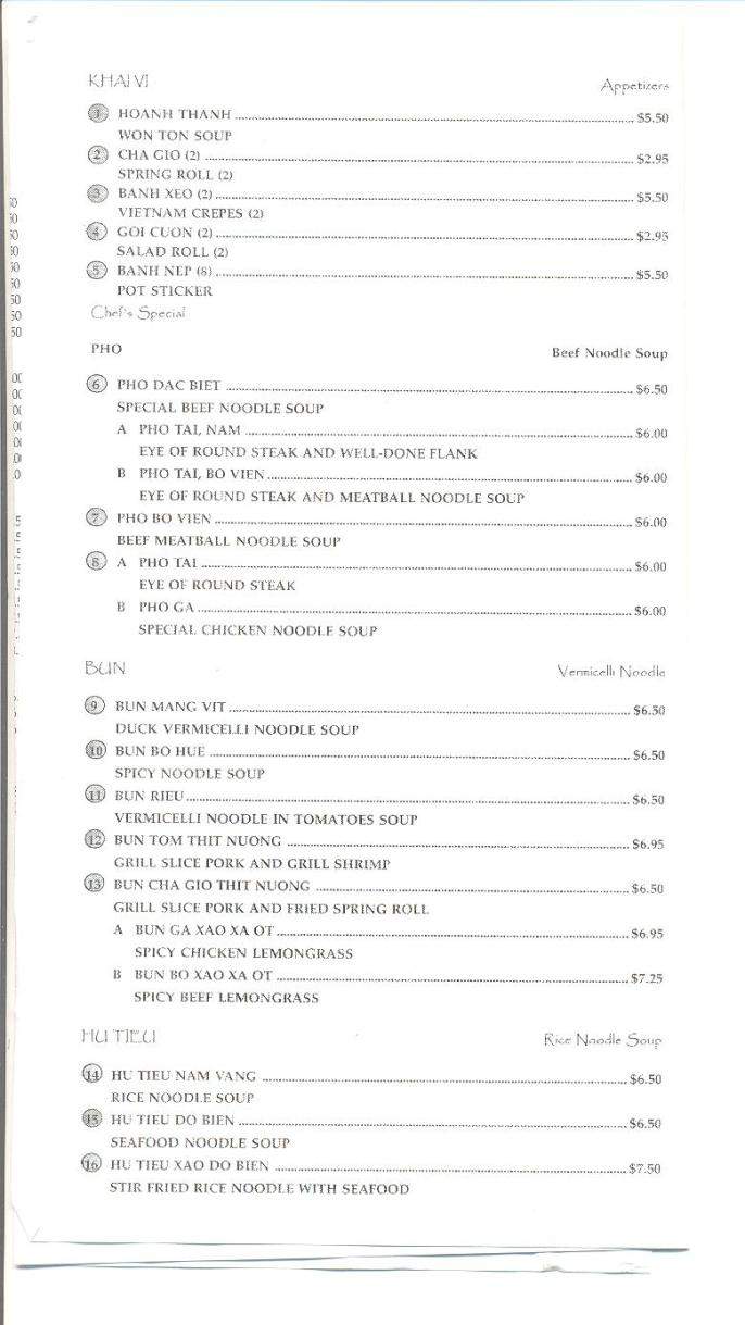 Vietnam Restaurant - Eugene, OR menu_pic