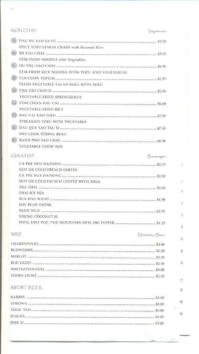 Vietnam Restaurant - Eugene, OR menu_pic