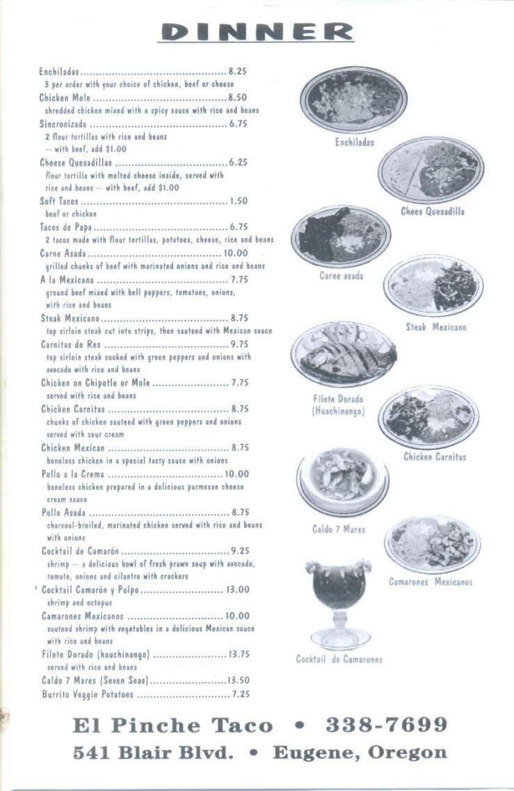 El Pinche Taco - Eugene, OR menu_pic
