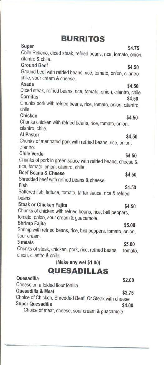 El Super Burrito - Eugene, OR menu_pic